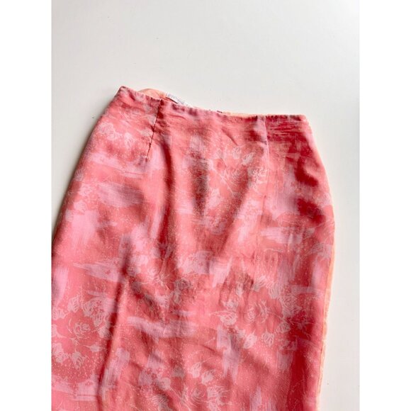 REBECCA TAYLOR Pink Floral Silk Chiffon Beaded Embroidered Pencil Skirt Size XXS - Picture 7 of 12